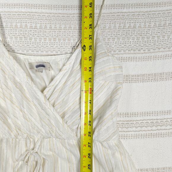 Loft White Gold & Silver Striped Summer Dress w/ Pockets Size 10P NEW - Picture 5 of 9